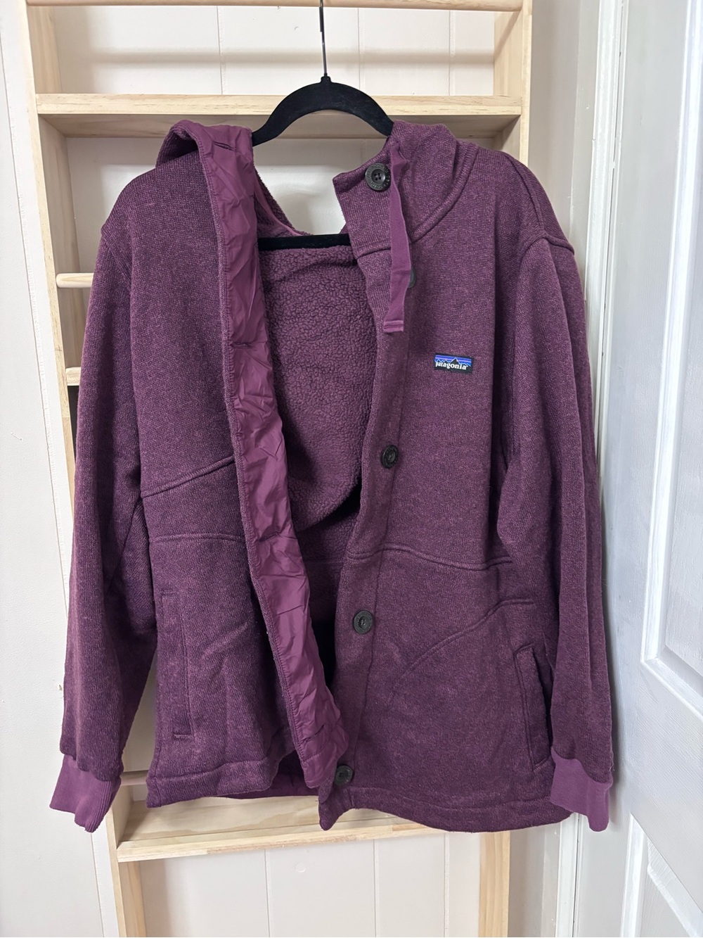 Patagonia Kids Plum Hooded Puffer-Trim Fleece Jacket